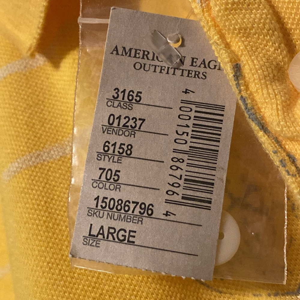 American Eagle Outfitters The Eagle Yellow Polo Vintage Fit Polo Shirt Men L NWT - Picture 4 of 7